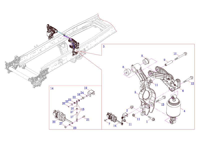 FAW Cab Rear Suspension Assembly(Lower Assembly)