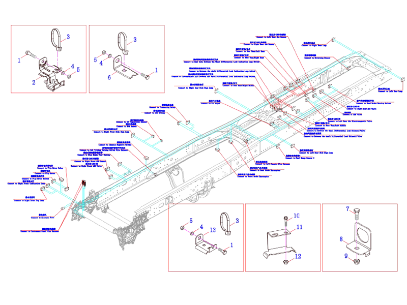 FAW Right Rail Wire Harness Fixing Bracket Logic Assembly