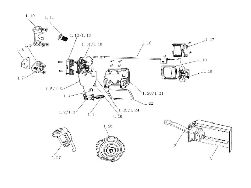 Sinotruk Howo A7 Howo Cab Door Lock，Oil Tank Cover And Igite Lock Rod Assemby